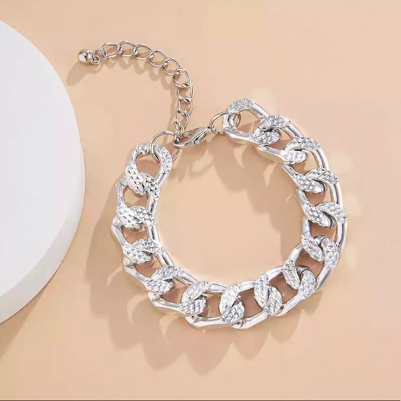 Silver Miami Cuban Aluminum Chain Bracelet - Picture 5 of 8